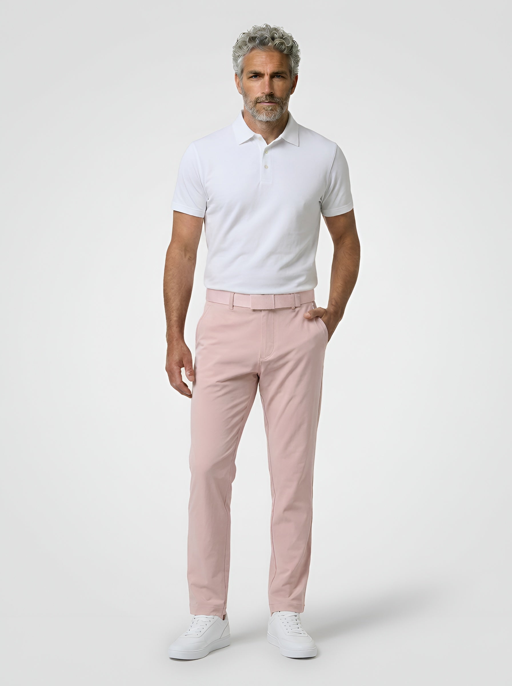 John is 5'11" wearing a Medium and a 30 pant.